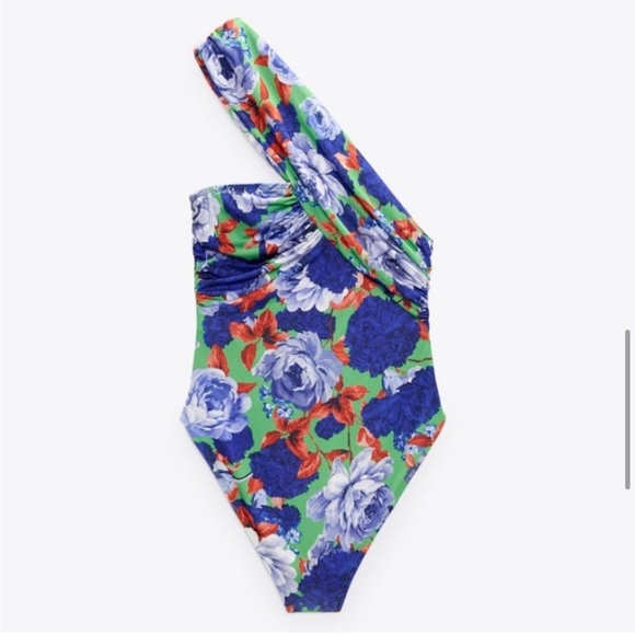 Zara | Assymetrical One Shoulder Floral Bodysuit - Picture 2 of 11